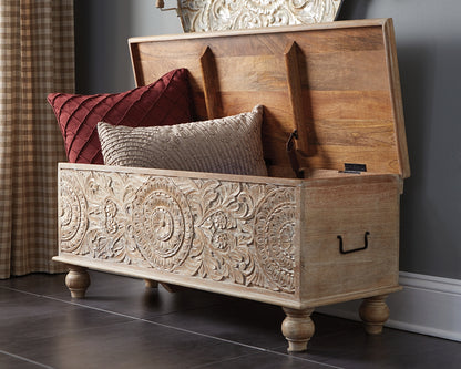 Stuart Furniture Outlet - Ashley Furniture - Fossil Ridge Storage Bench - Storage Bench / Beige / 44"W x 17"D x 17"H - A4000039