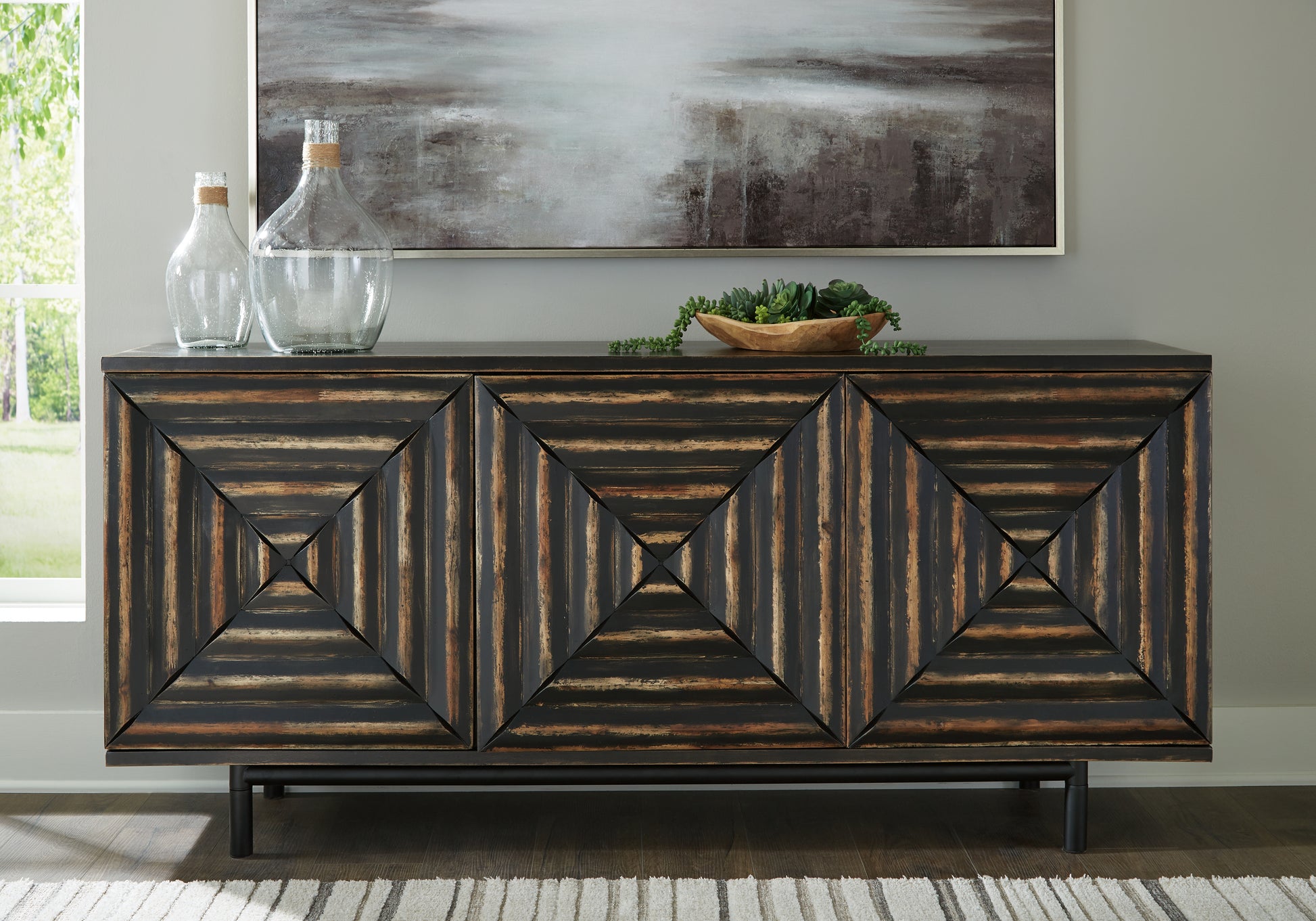 Stuart Furniture Outlet - Ashley Furniture - Fair Ridge Accent Cabinet - Accent Cabinet / Distressed Black - A4000573