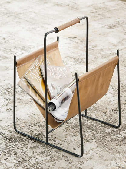Stuart Furniture Outlet - Ashley Furniture - Faronworth Magazine Rack - Magazine Rack / Brown/Black - A4000668