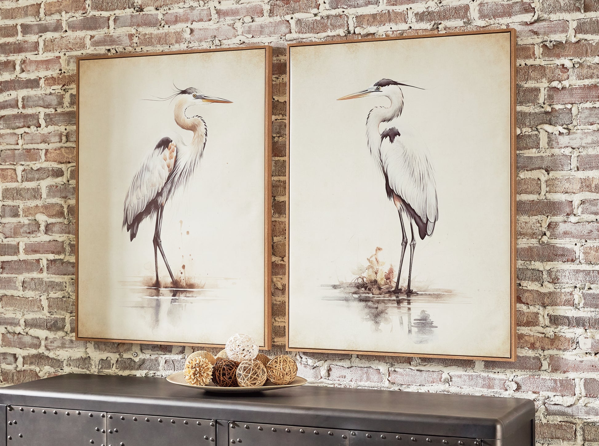 Stuart Furniture Outlet - Ashley Furniture - Aubinell Wall Decor - Wall Art Set (Set of 2) / Beige - A8000414