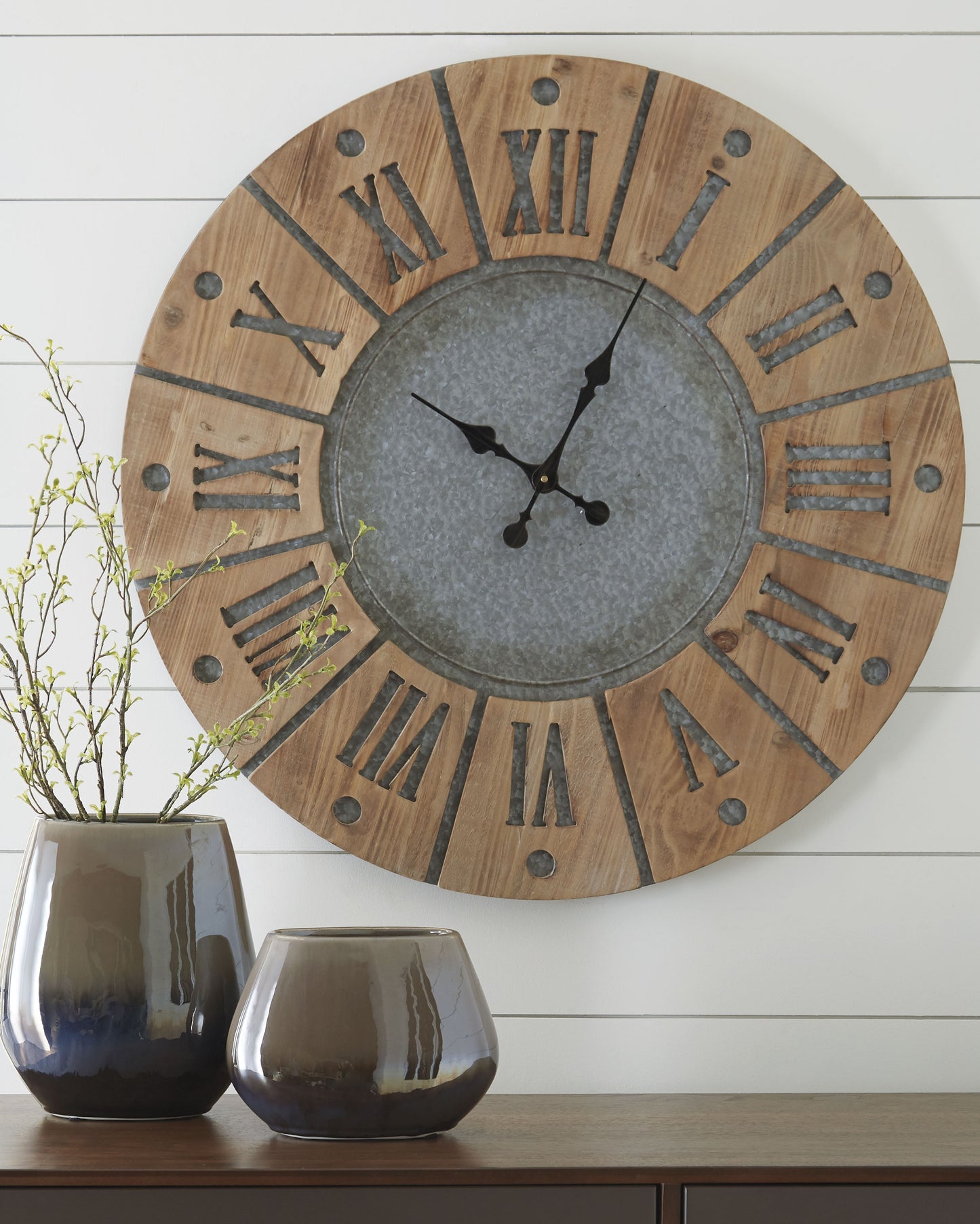 Stuart Furniture Outlet - Ashley Furniture - Payson Wall Decor - Wall Clock / Antique Gray/Natural - A8010076