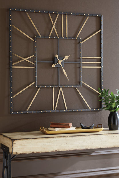 Stuart Furniture Outlet - Ashley Furniture - Thames Wall Decor - Wall Clock / Black/Gold Finish - A8010112