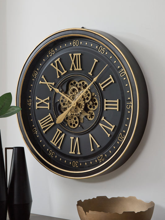 Stuart Furniture Outlet - Ashley Furniture - Dairton Wall Decor - Wall Clock / Black/Gold Finish - A8010385