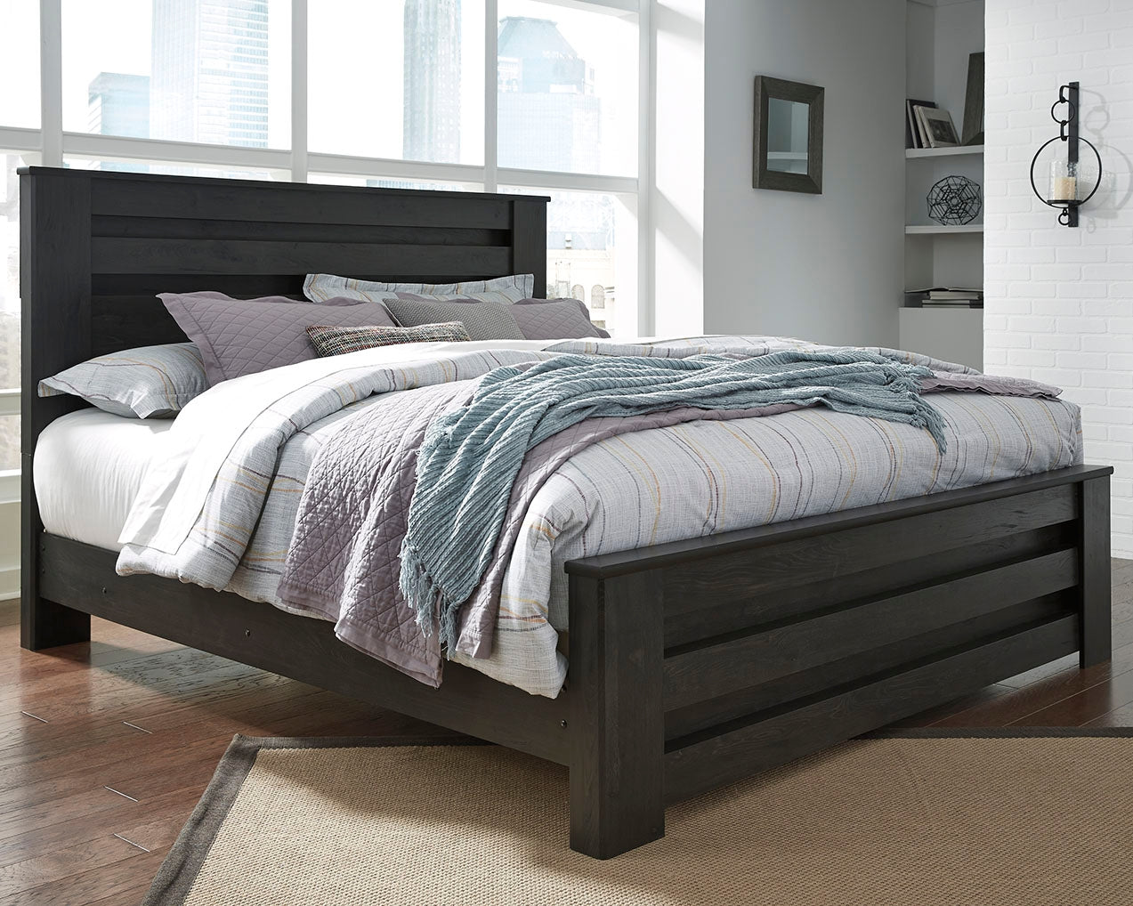 Stuart Furniture Outlet - Ashley Furniture - Brinxton Bedroom - King Panel Bed / Charcoal - B249B4