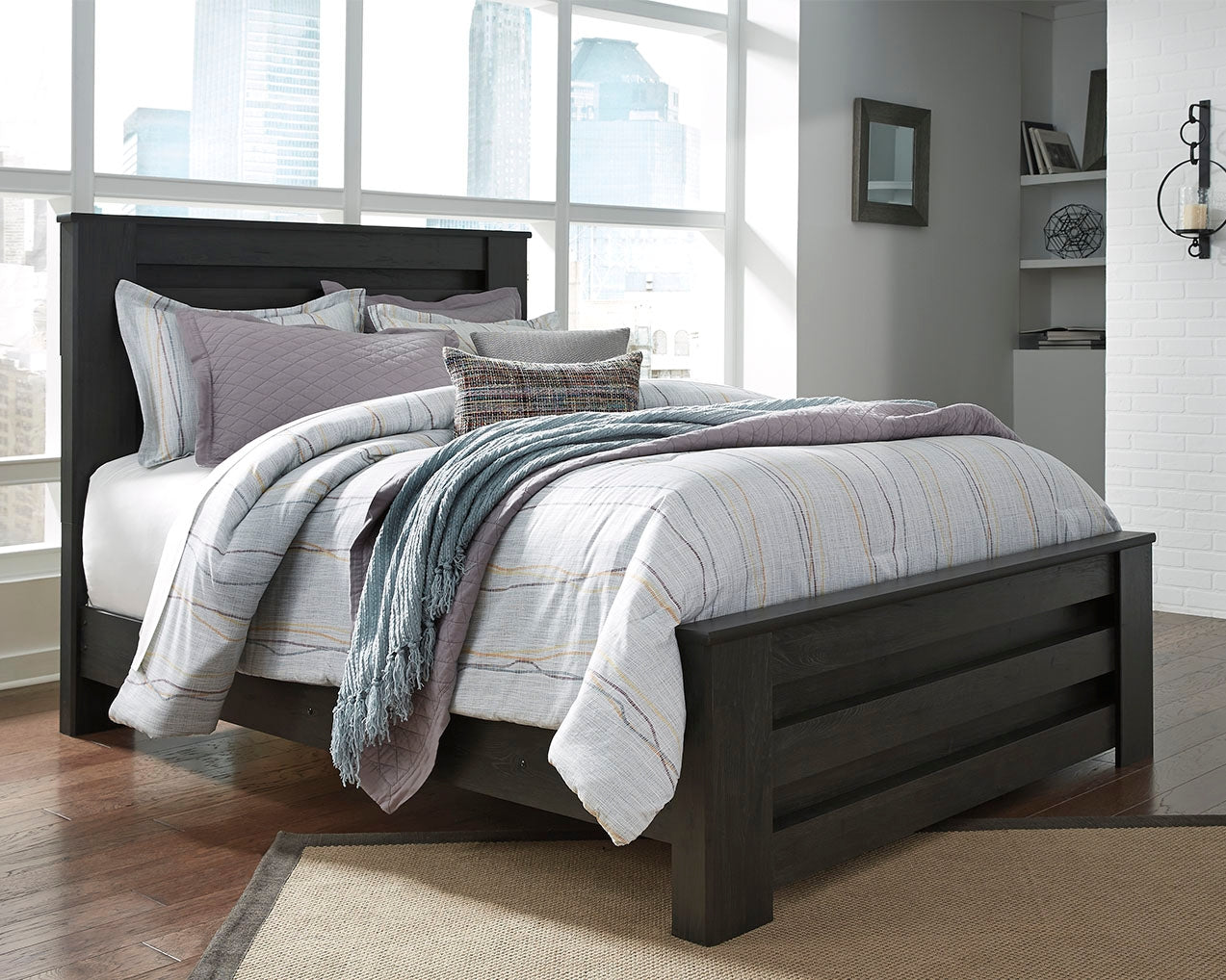 Stuart Furniture Outlet - Ashley Furniture - Brinxton Bedroom - Queen Panel Bed / Charcoal - B249B2