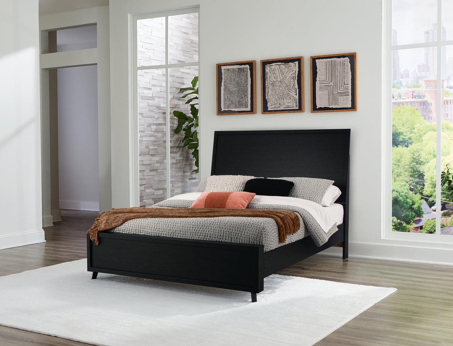 Stuart Furniture Outlet - Ashley Furniture - Danziar Bedroom - Queen Panel Bed / Black - B1013B2