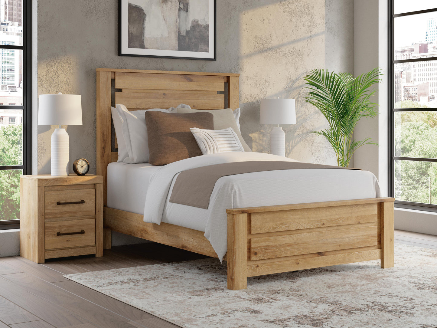 Stuart Furniture Outlet - Ashley Furniture - Brozmont Bedroom - Full Panel Platform Bed / Tan - B1045B10