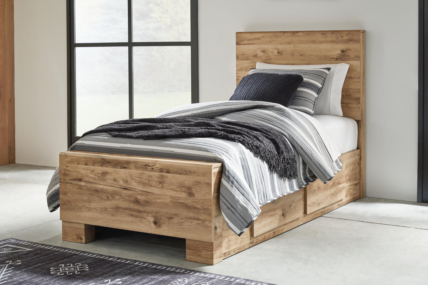 Stuart Furniture Outlet - Ashley Furniture - Hyanna Bedroom - Twin Panel Bed with 2 Side Storage / Tan Brown - B1050B28