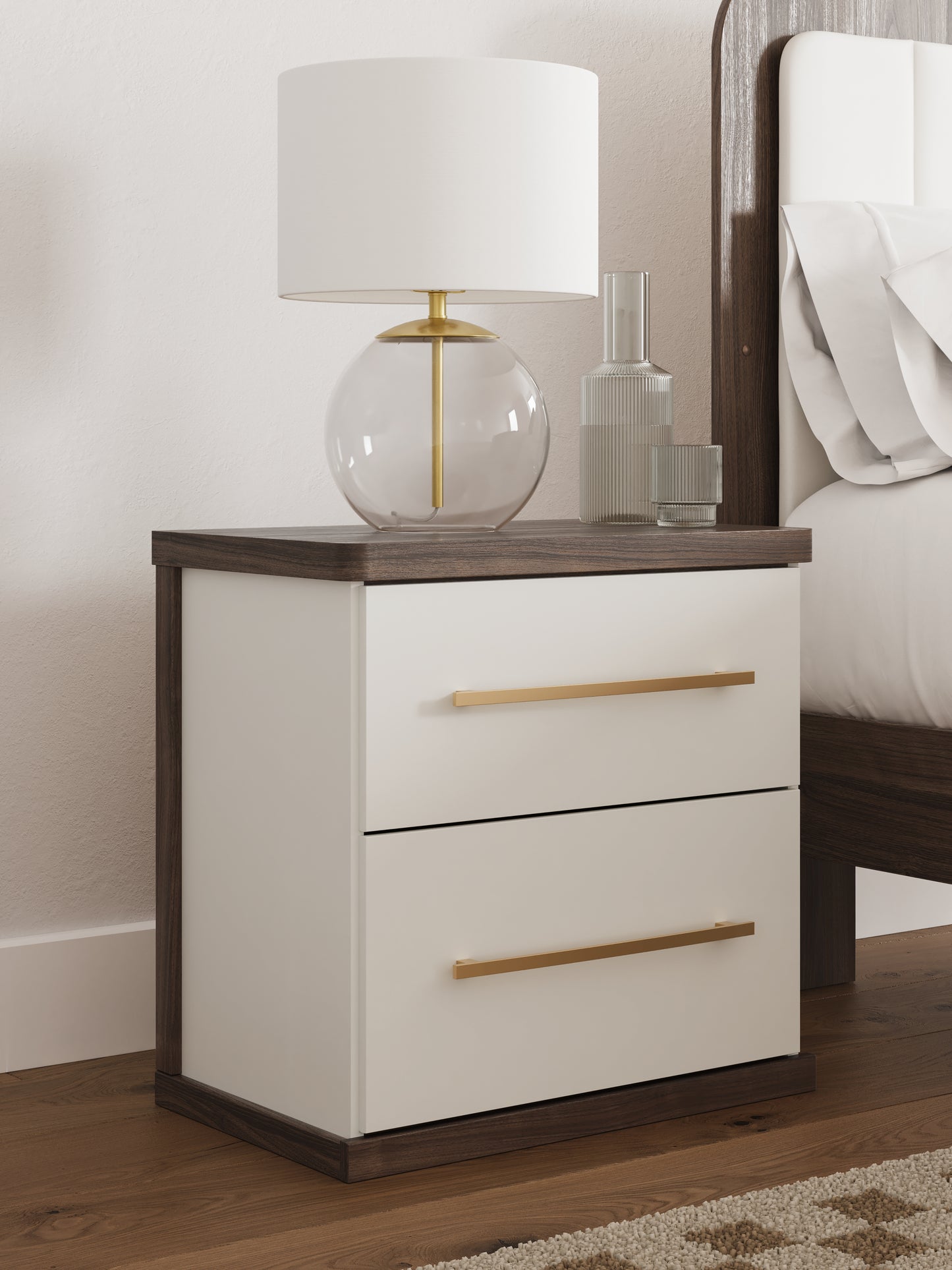 Stuart Furniture Outlet - Ashley Furniture - Kendanport Bedroom - Two Drawer Night Stand / Brown/White - PCB1108-92