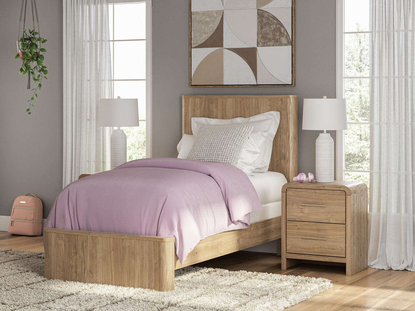 Stuart Furniture Outlet - Ashley Furniture - Gramburg Bedroom - Twin Panel Bed / Warm Natural Brown - PCB1121B2