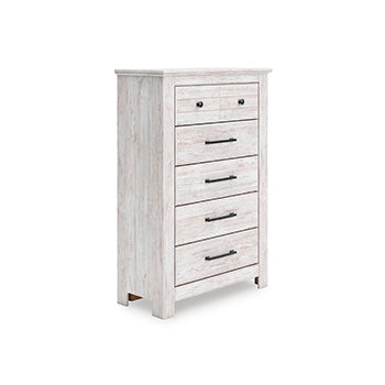 Stuart Furniture Outlet - Ashley Furniture - Makidern Bedroom - Five Drawer Chest / Whitewash - PCB1171-46