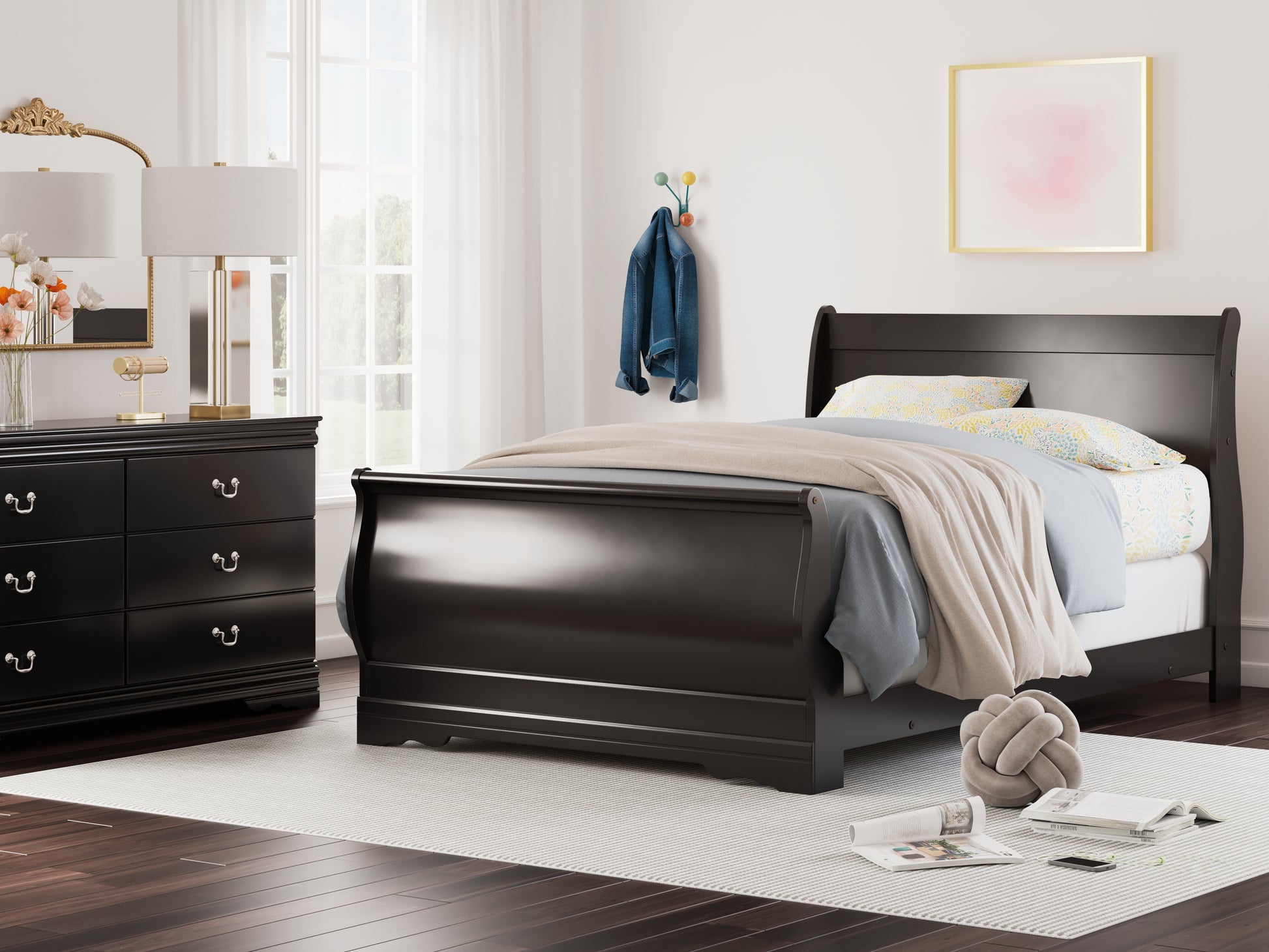 Stuart Furniture Outlet - Ashley Furniture - Huey Vineyard Bedroom - Two Drawer Night Stand / Black - B128-92