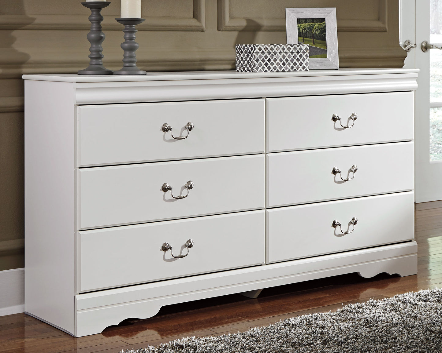 Stuart Furniture Outlet - Ashley Furniture - Anarasia Bedroom - Six Drawer Dresser / White - B129-31