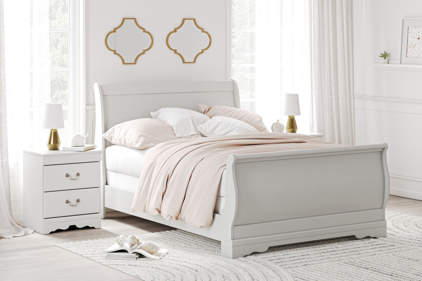 Stuart Furniture Outlet - Ashley Furniture - Anarasia Bedroom - Full Sleigh Bed / White - B129B2