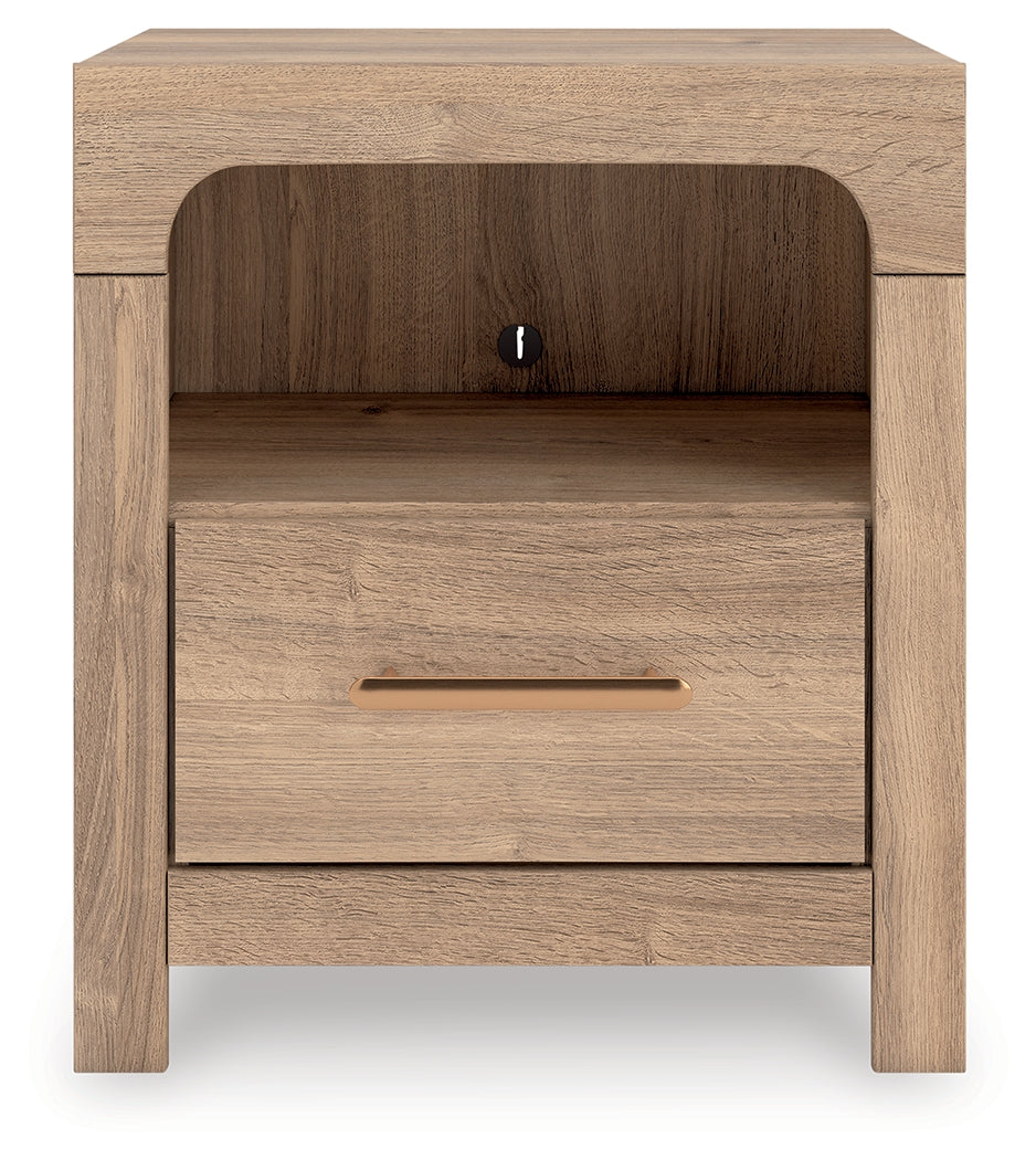 Stuart Furniture Outlet - Ashley Furniture - Kinlanni Bedroom - One Drawer Night Stand / Tan - PCB1360-91