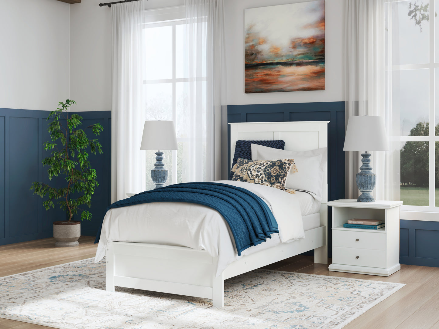 Stuart Furniture Outlet - Ashley Furniture - Bostwick Shoals Bedroom - Twin Panel Bed / White - B139B41