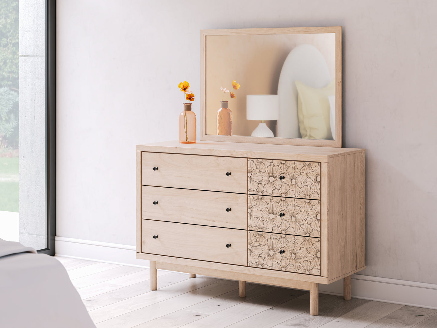 Stuart Furniture Outlet - Ashley Furniture - Arloster Bedroom - Dresser and Mirror / Tan - PCB1566B1