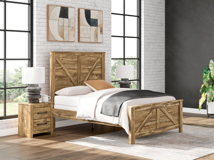 Stuart Furniture Outlet - Ashley Furniture - Maystonna Bedroom - Queen Crossbuck Panel Bed / Brown - PCB1580B2