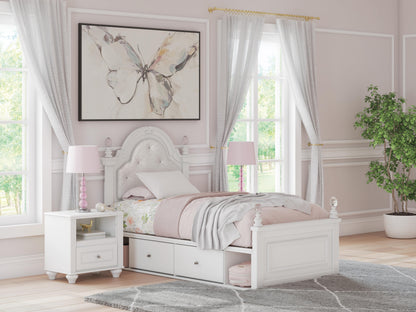 Stuart Furniture Outlet - Ashley Furniture - Kozlani Bedroom - Twin Upholstered Panel Bed with Storage / White - PCB1819B17