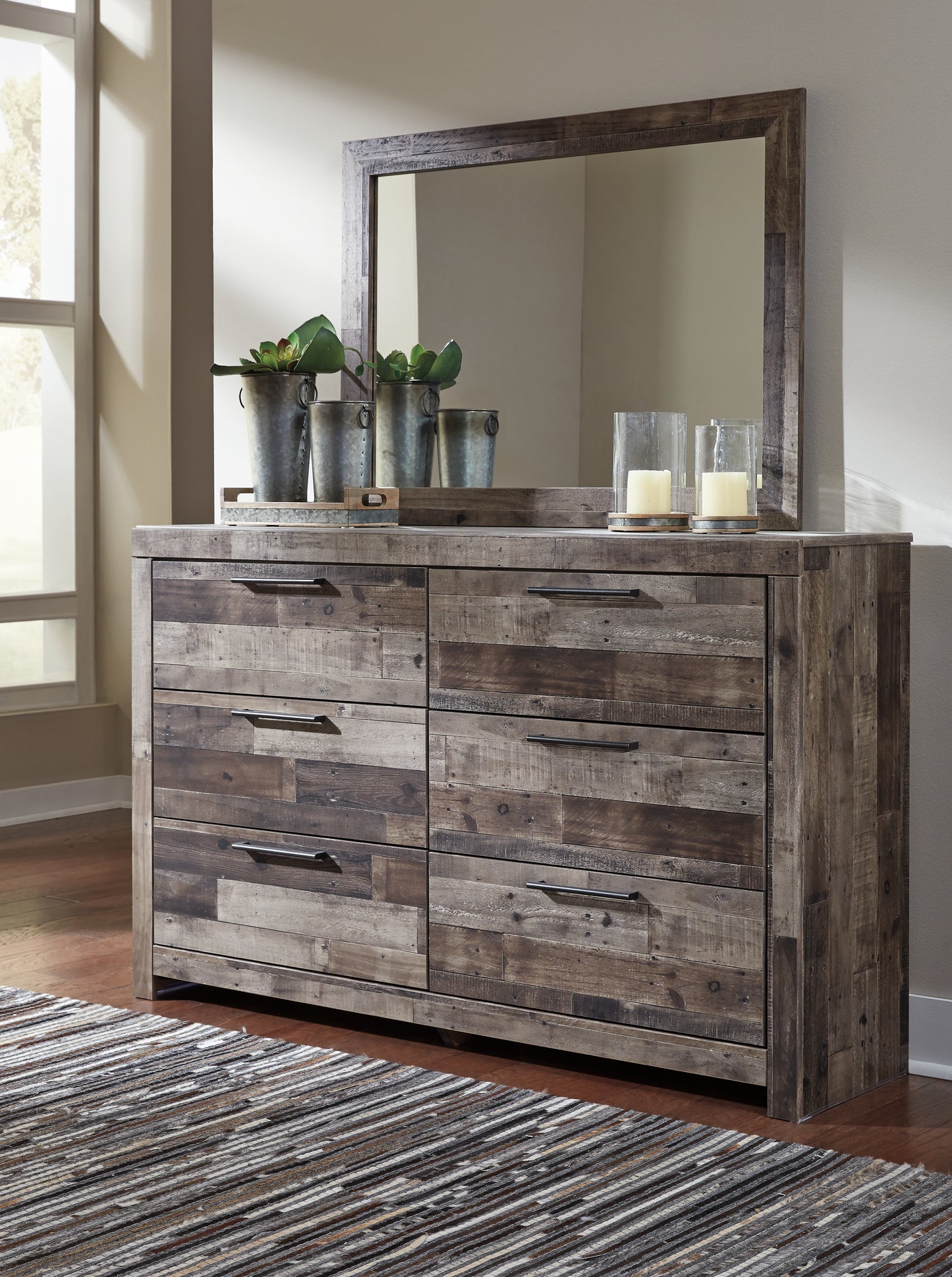 Stuart Furniture Outlet - Ashley Furniture - Derekson Bedroom - Dresser and Mirror / Multi Gray - B200B1