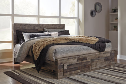 Stuart Furniture Outlet - Ashley Furniture - Derekson Bedroom - King Panel Bed with 2 Storage Drawers / Multi Gray - B200B14