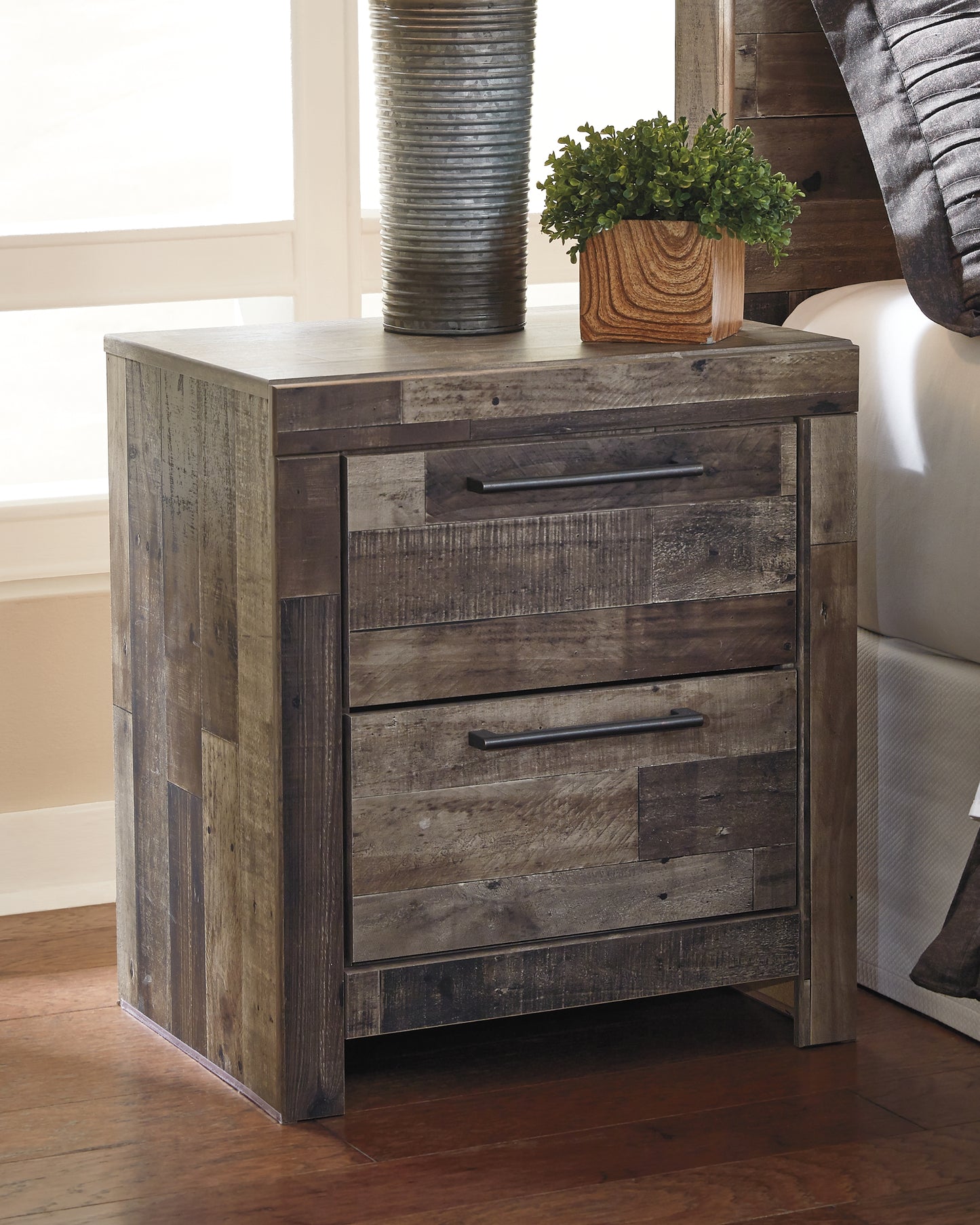 Stuart Furniture Outlet - Ashley Furniture - Derekson Bedroom - Two Drawer Night Stand / Multi Gray - B200-92