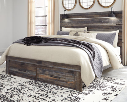 Stuart Furniture Outlet - Ashley Furniture - Drystan Bedroom - King Panel Bed with 2 Storage Drawers / Multi - B211B55