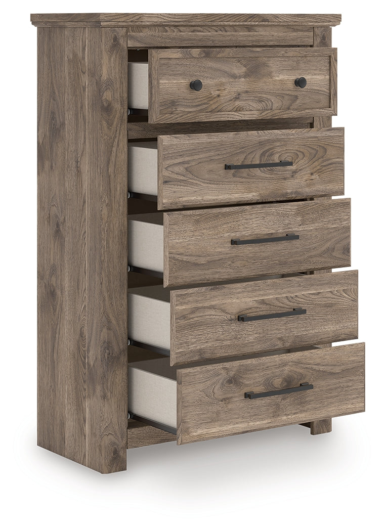 Stuart Furniture Outlet - Ashley Furniture - Rusticott Bedroom - Five Drawer Chest / Brown - PCB2260-46