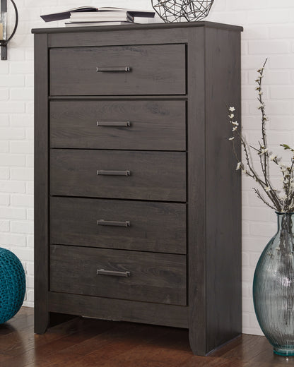 Stuart Furniture Outlet - Ashley Furniture - Brinxton Bedroom - Five Drawer Chest / Charcoal - B249-46