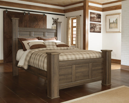 Stuart Furniture Outlet - Ashley Furniture - Juararo Bedroom - Queen Poster Bed / Dark Brown - B251B3