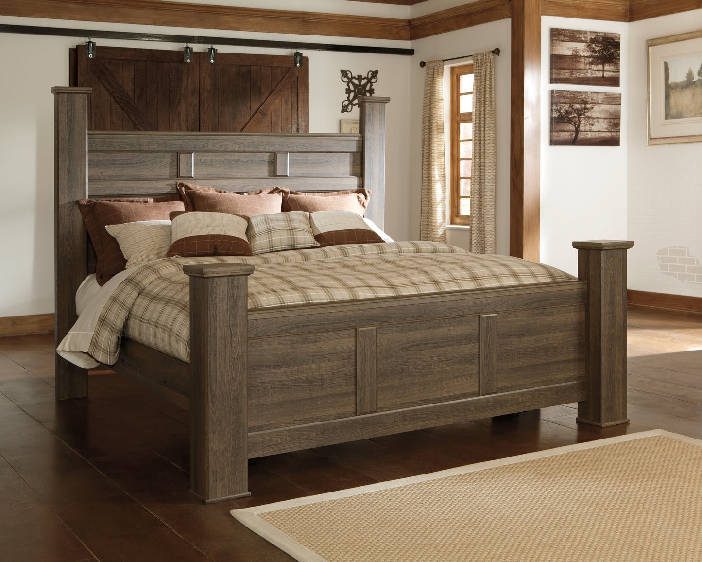 Stuart Furniture Outlet - Ashley Furniture - Juararo Bedroom - King Poster Bed / Dark Brown - B251B10