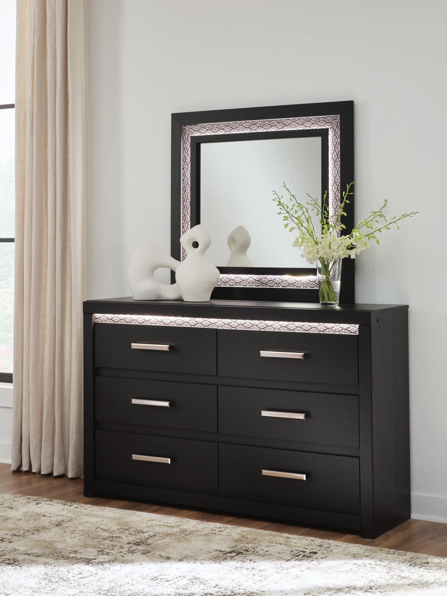 Stuart Furniture Outlet - Ashley Furniture - Shoralli Bedroom - Dresser and Mirror / Black - B2611B1