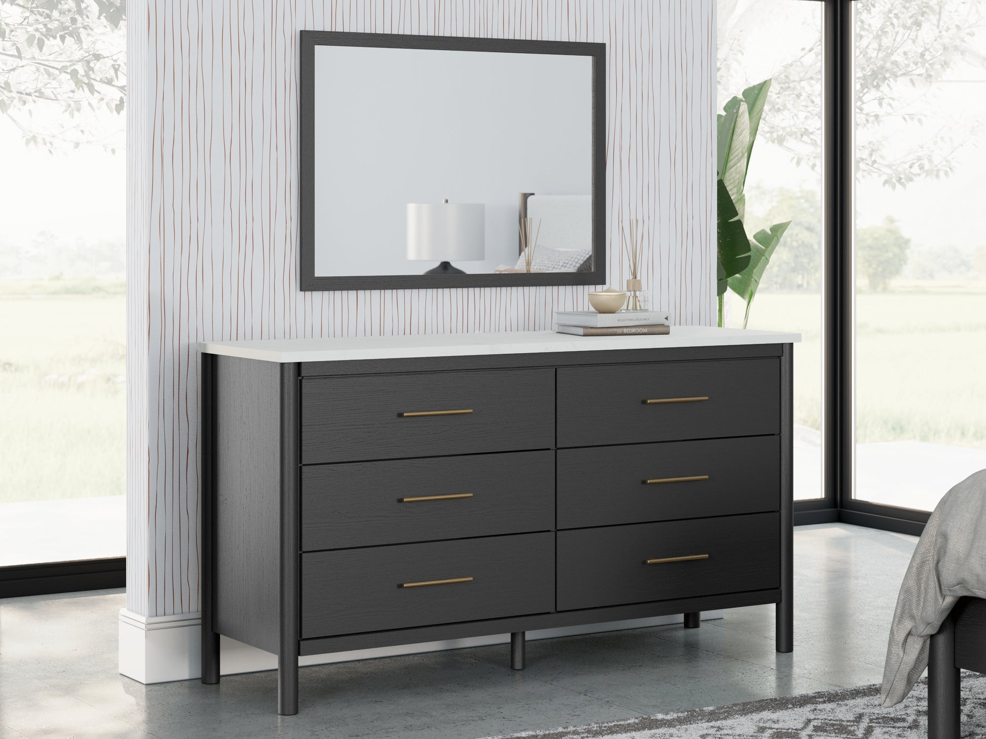 Stuart Furniture Outlet - Ashley Furniture - Cadmori Bedroom - Dresser and Mirror / Black/White - B2616B1