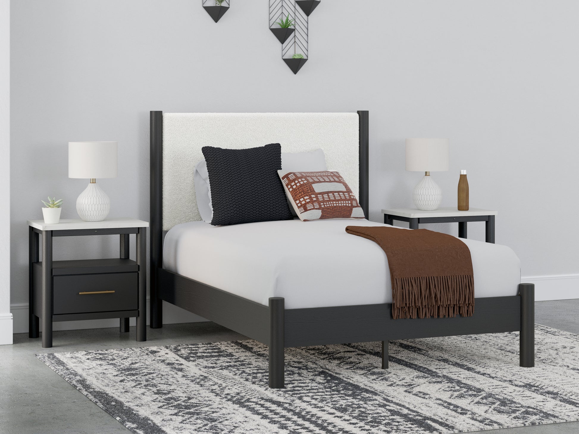 Stuart Furniture Outlet - Ashley Furniture - Cadmori Bedroom - Full Upholstered Panel Bed / Black/White - B2616B3