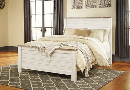 Stuart Furniture Outlet - Ashley Furniture - Willowton Bedroom - King Panel Bed / Whitewash - B267B10