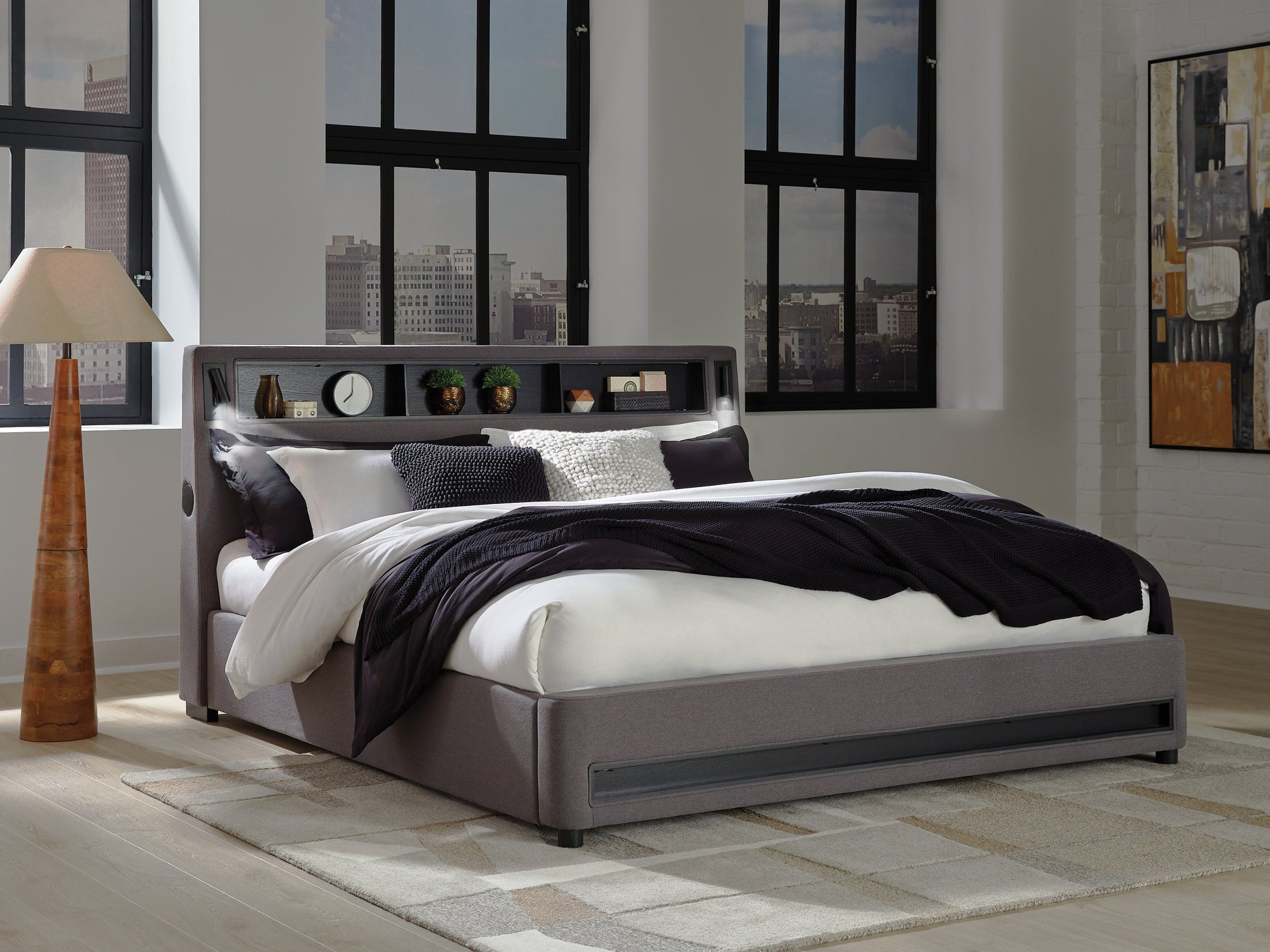 Stuart Furniture Outlet - Ashley Furniture - Verishaw Bedroom - King Upholstered Bed / Gray - PCB2721B21