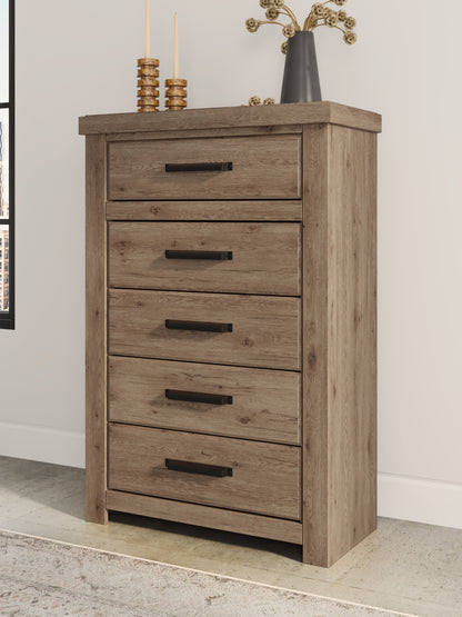 Stuart Furniture Outlet - Ashley Furniture - Oliandon Bedroom - Five Drawer Chest / Light Brown - PCB2844-46