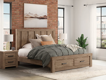 Stuart Furniture Outlet - Ashley Furniture - Oliandon Bedroom - King Panel Storage Bed / Light Brown - PCB2844B7