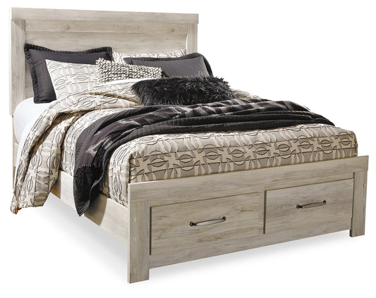 Stuart Furniture Outlet - Ashley Furniture - Bellaby Bedroom - Queen Crossbuck Panel Bed / Whitewash - B331B6