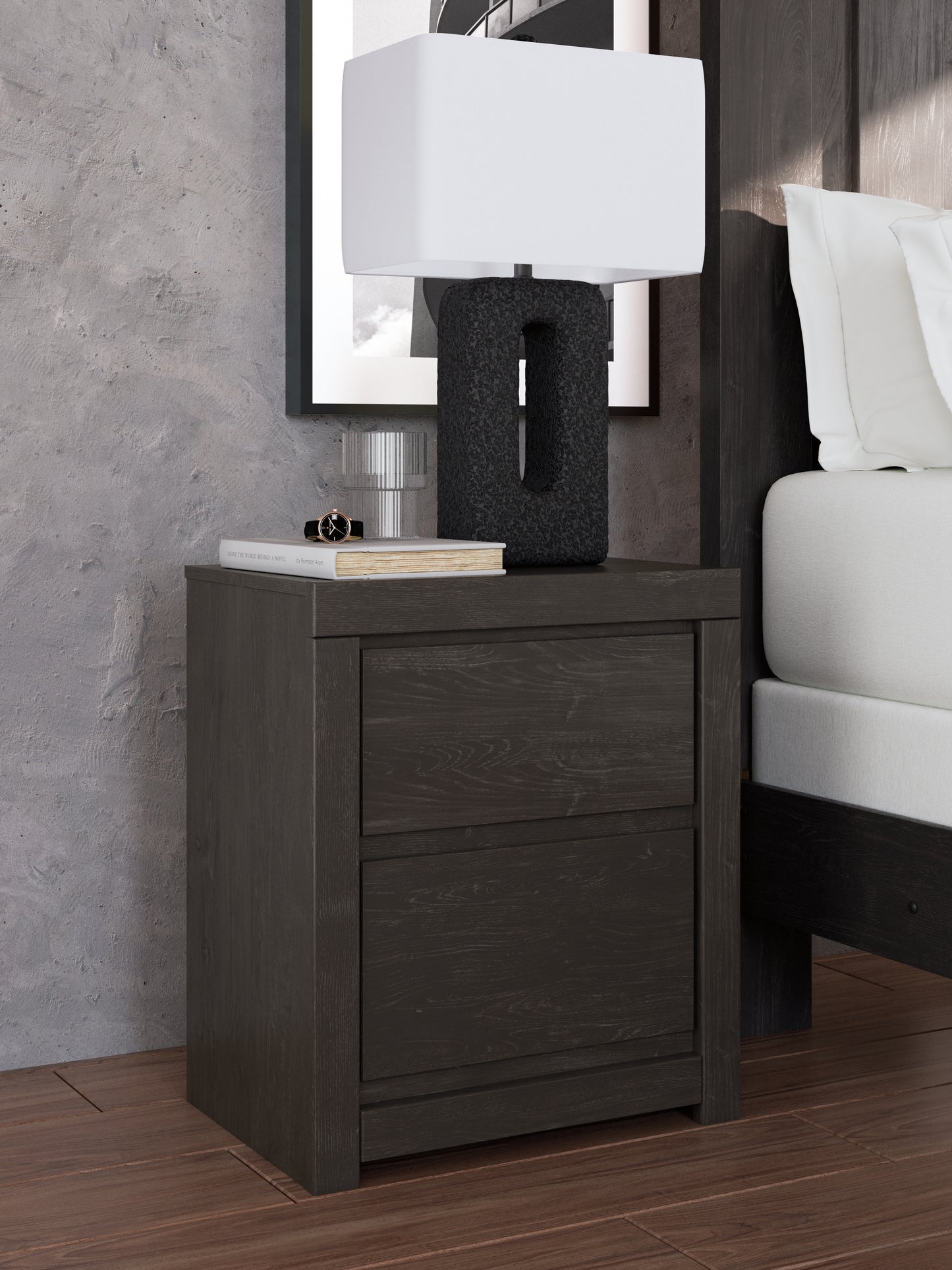 Stuart Furniture Outlet - Ashley Furniture - Fraluna Bedroom - Two Drawer Night Stand / Charcoal - PCB3370-92