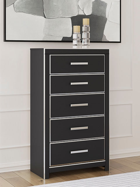 Stuart Furniture Outlet - Ashley Furniture - Zuraleus Bedroom - Five Drawer Chest / Black - PCB3380-46