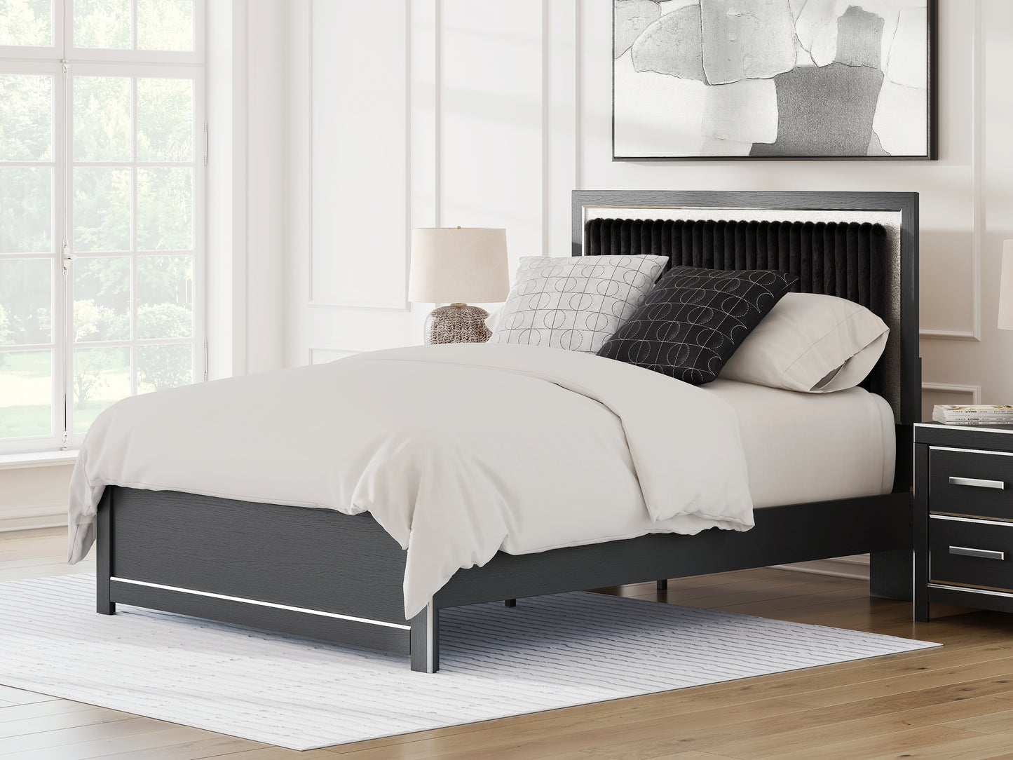 Stuart Furniture Outlet - Ashley Furniture - Zuraleus Bedroom - Queen Upholstered Platform Bed / Black - PCB3380B2