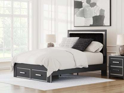 Stuart Furniture Outlet - Ashley Furniture - Zuraleus Bedroom - Queen Upholstered Panel Storage Bed / Black - PCB3380B4