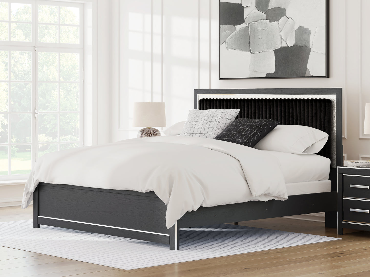 Stuart Furniture Outlet - Ashley Furniture - Zuraleus Bedroom - King Upholstered Panel Bed / Black - PCB3380B12