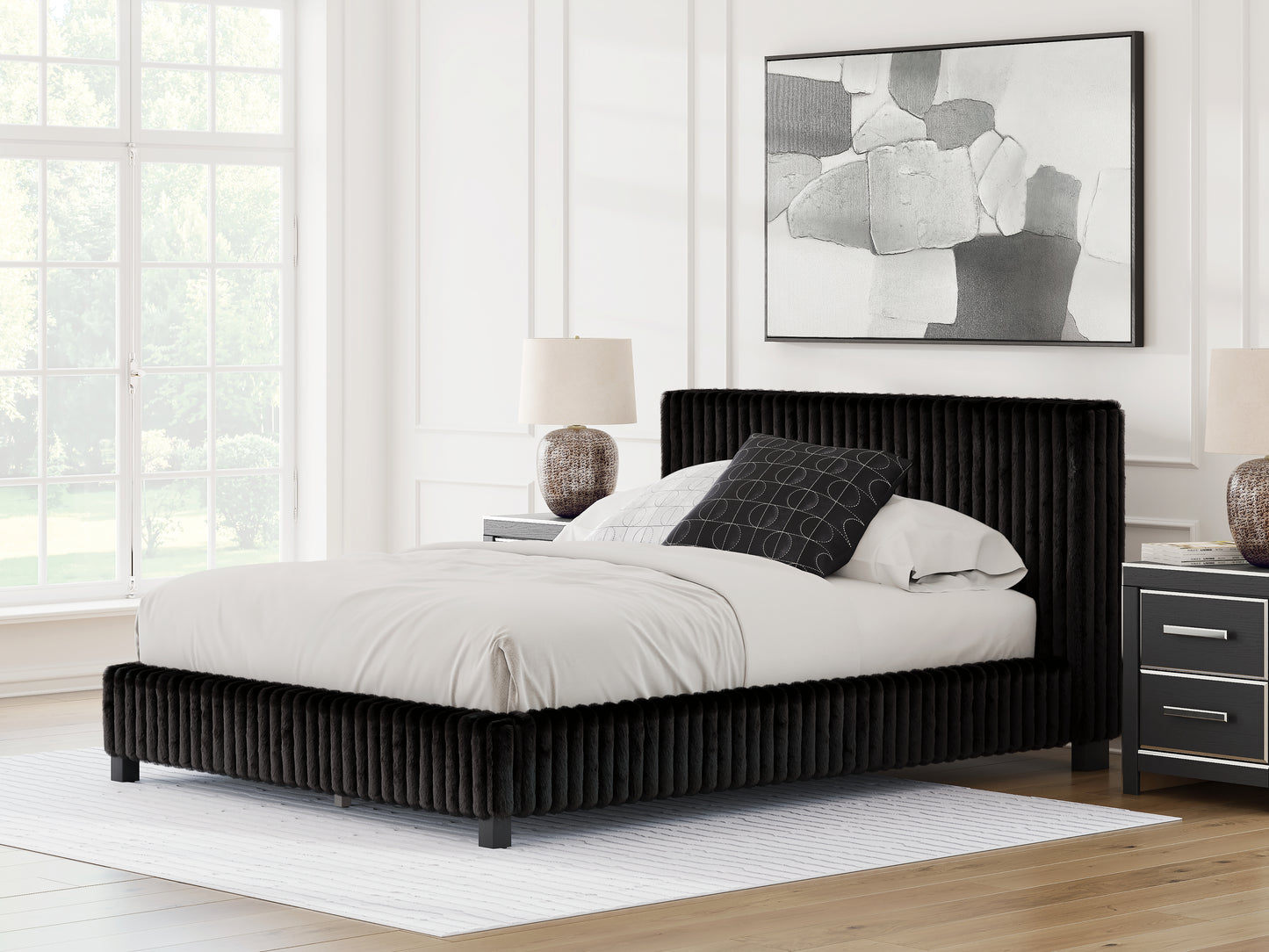 Stuart Furniture Outlet - Ashley Furniture - Zuraleus Bedroom - Queen Upholstered Bed / Black - PCB3380B8