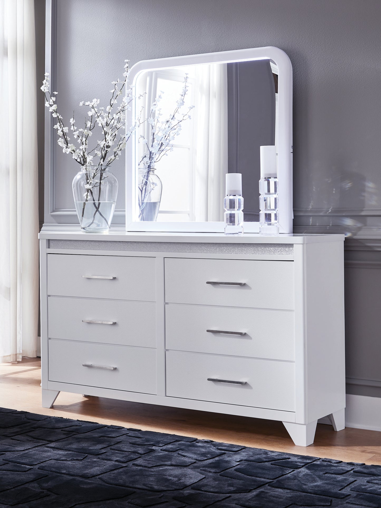 Stuart Furniture Outlet - Ashley Furniture - Jarlee Bedroom - Dresser and Mirror / White - PCB392B1