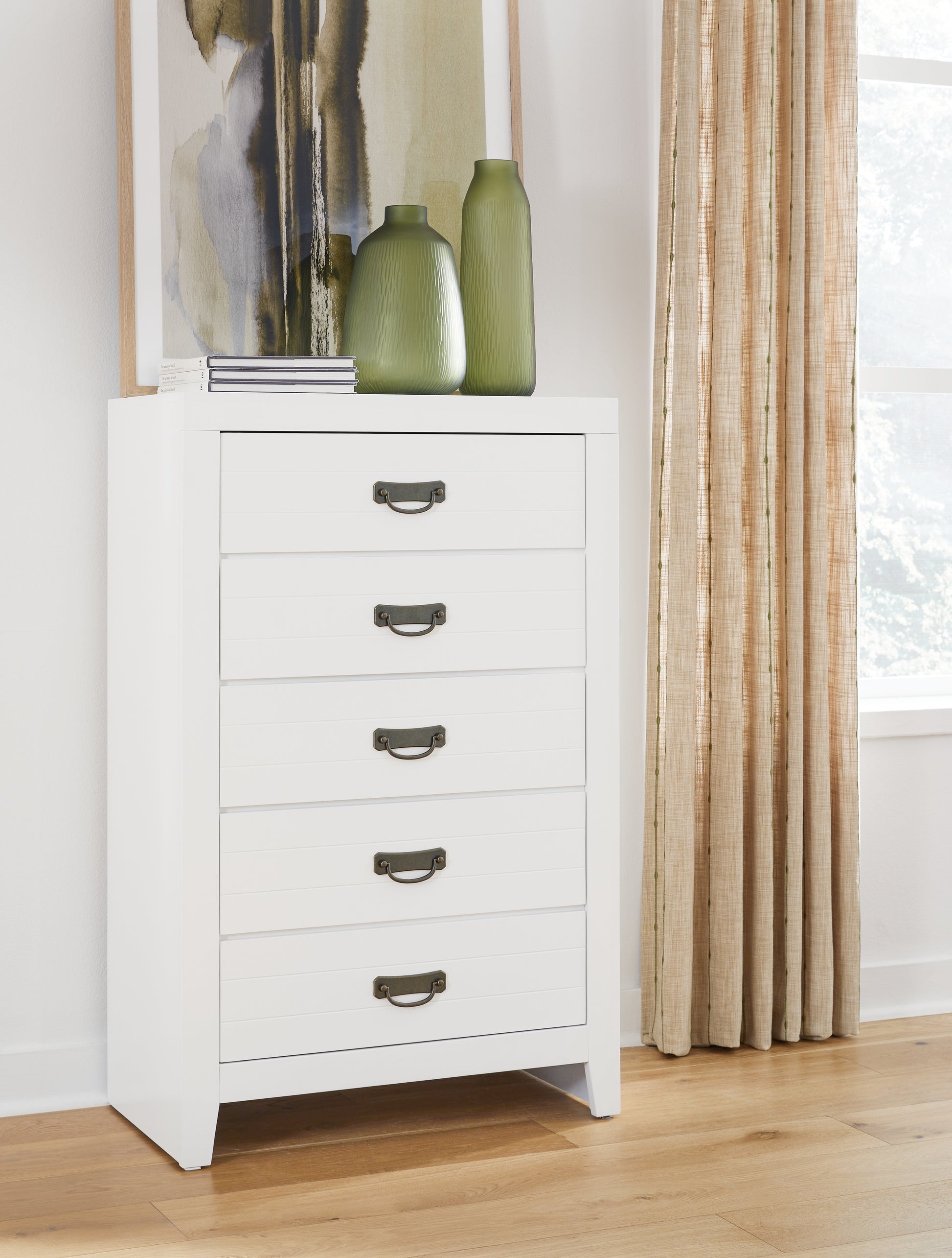 Stuart Furniture Outlet - Ashley Furniture - Binterglen Bedroom - Five Drawer Chest / White - B427-46