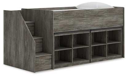 Stuart Furniture Outlet - Ashley Furniture - Frandern Twin Loft Bed with Bookcase Storage - Twin Loft Bed with Bookcase Storage / Warm Gray - B4480B25
