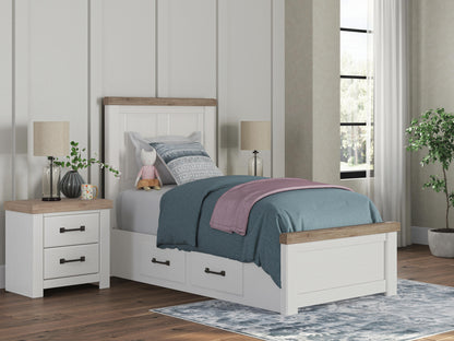 Stuart Furniture Outlet - Ashley Furniture - Savonport Bedroom - Twin Panel Bed with Storage / White/Brown - B4615B18