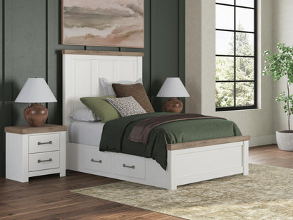 Stuart Furniture Outlet - Ashley Furniture - Savonport Bedroom - Full Panel Bed with Storage / White/Brown - B4615B19